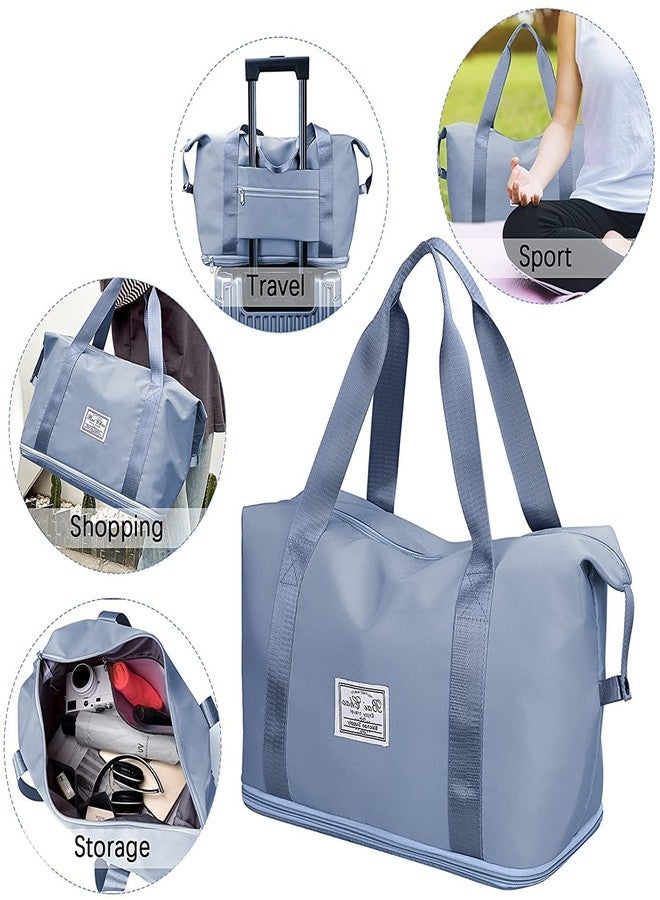 HIMART Folding Travel Bag with Luggage Shoulder Travel Duffle Bags Expandable Weekender Carry On Hand Travelling Bag for Women and Men. (Blue) - Image 3
